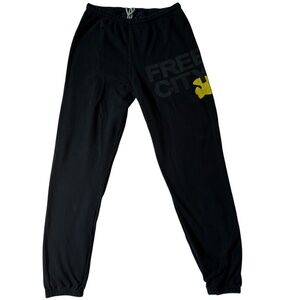 freecity Cotton Logo Sweatpants Size XS Squid Ink Black/Yellow UNISEX